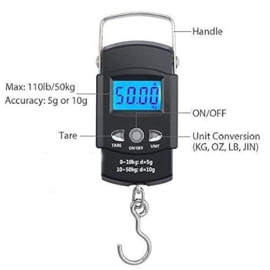 Electronic Portable Hook Type Digital LED Screen Luggage Weighing Scale (Black, 50 kg/110 Lb)