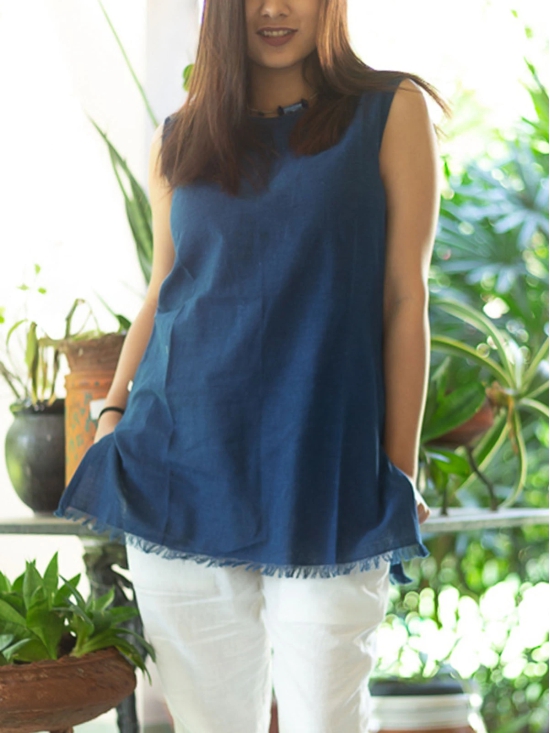 Khadi Top Natural Indigo-M