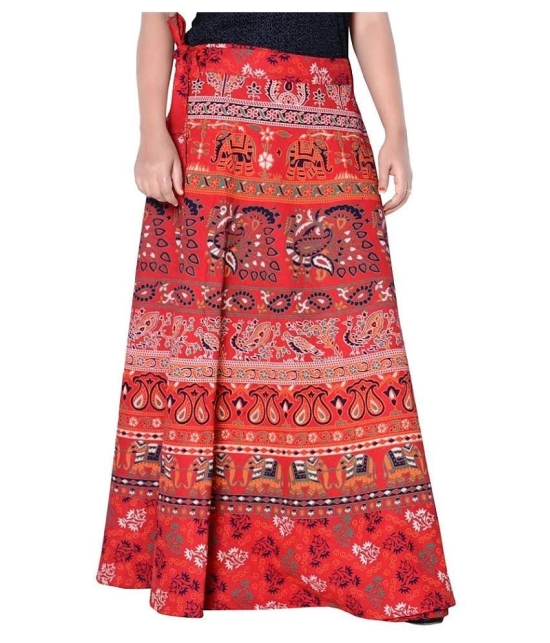 Rangun Cotton A-Line Skirt - Red - 37-41