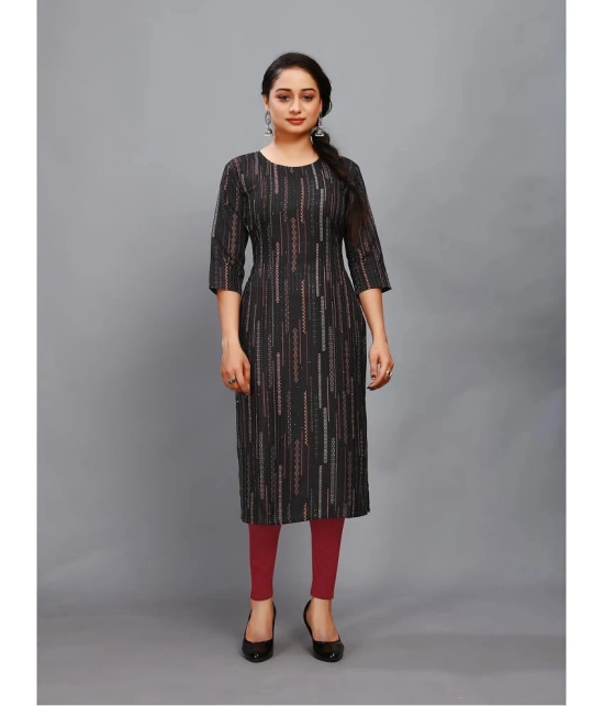 RIAANA Rayon Printed Straight Womens Kurti - Black ( Pack of 1 ) - None