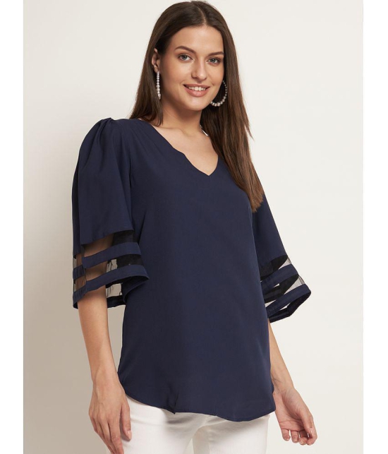 Curvydrobe Navy Blue Polyester Women's A-Line Top ( Pack of 1 ) - None