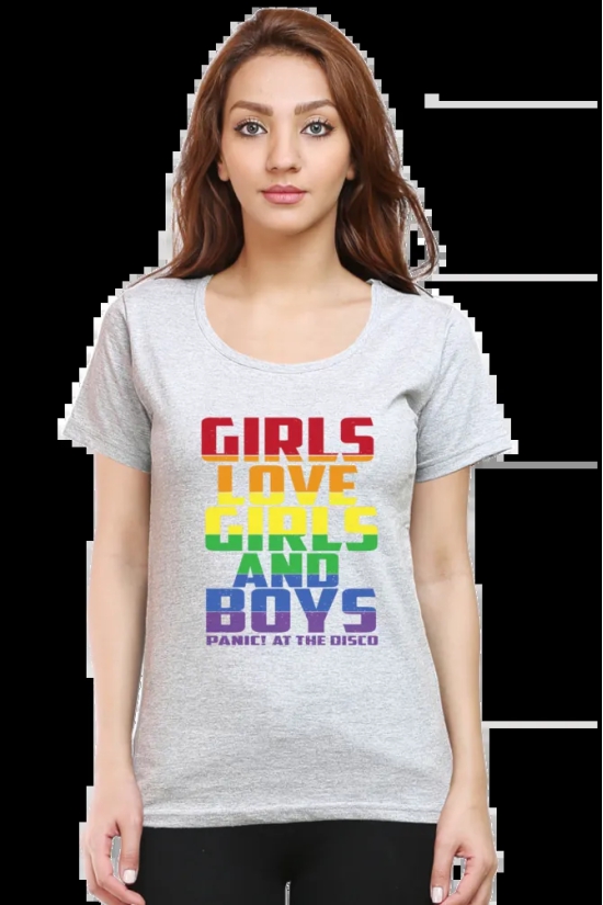 Girls Love Womens T Shirt-Grey Melange / XXL