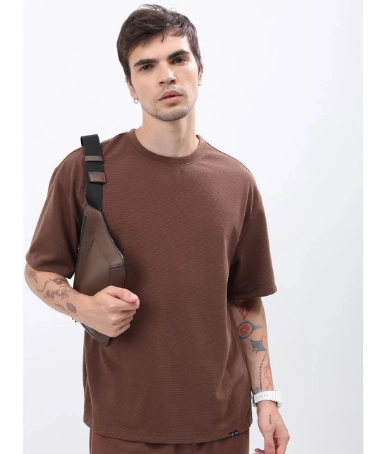 Ketch Polyester Oversized Fit Solid Half Sleeves Mens T-Shirt - Brown ( Pack of 1 ) - None