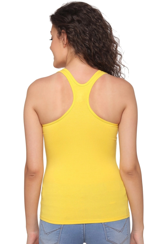 Sona 8008 Yellow Racer Back Sports Camisole for Gym Workout, Exercise, Yoga etc-S / Yellow / Cotton