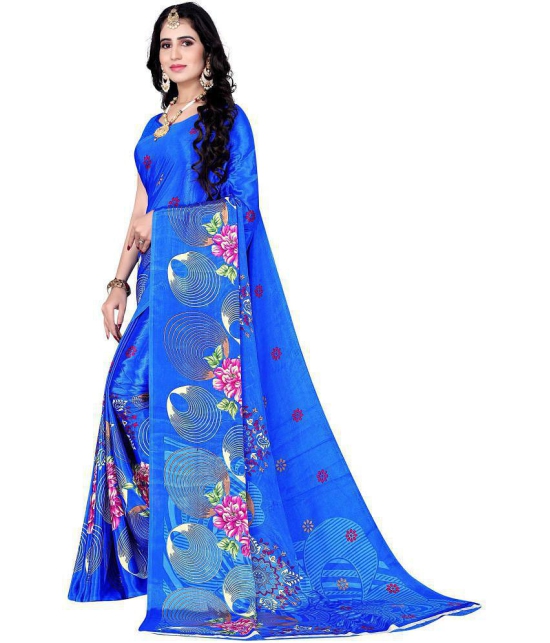 LEELAVATI - Blue Crepe Saree With Blouse Piece ( Pack of 1 ) - Blue