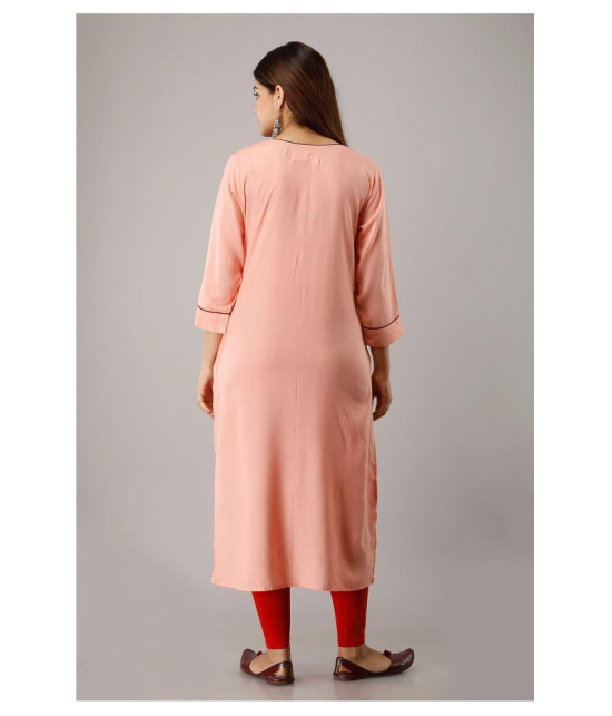 Frionkandy - Pink Rayon Womens Straight Kurti ( Pack of 1 ) - L