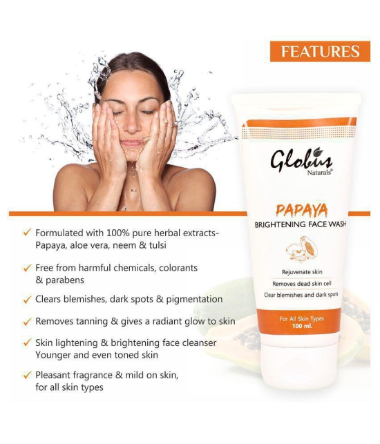 Globus Naturals Anti-Tan Papaya Purifying Face Wash 100 mL Pack of 2