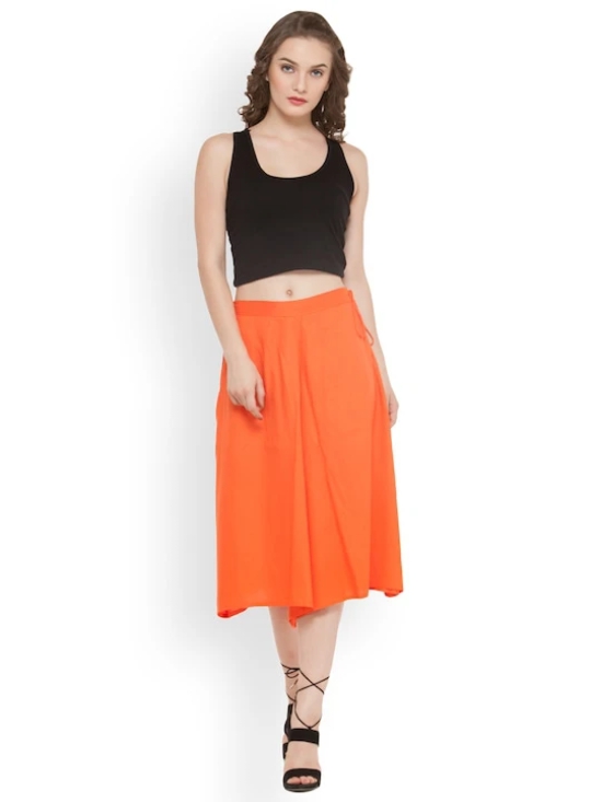 Women Orange Flared Solid Palazzos