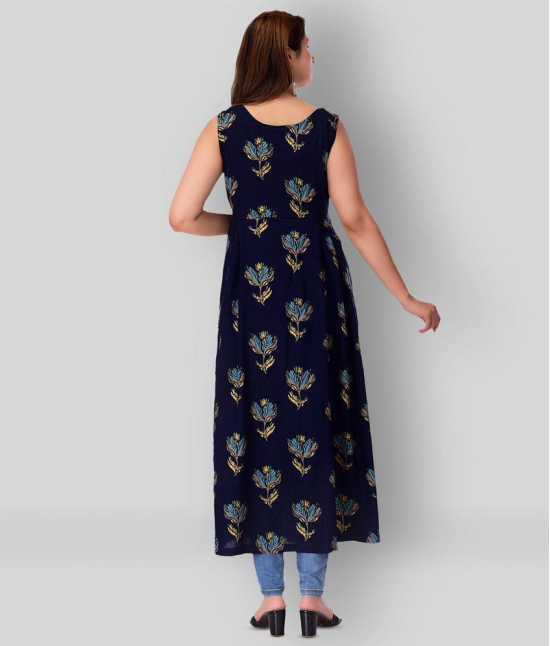 Maquien - Blue Rayon Women's Front Slit Kurti ( Pack of 1 ) - XL