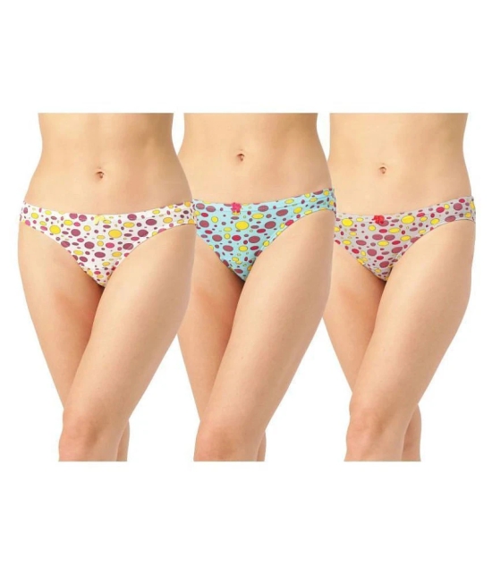 Leading Lady - Multicolor Cotton Printed Womens Bikini ( Pack of 3 ) - S