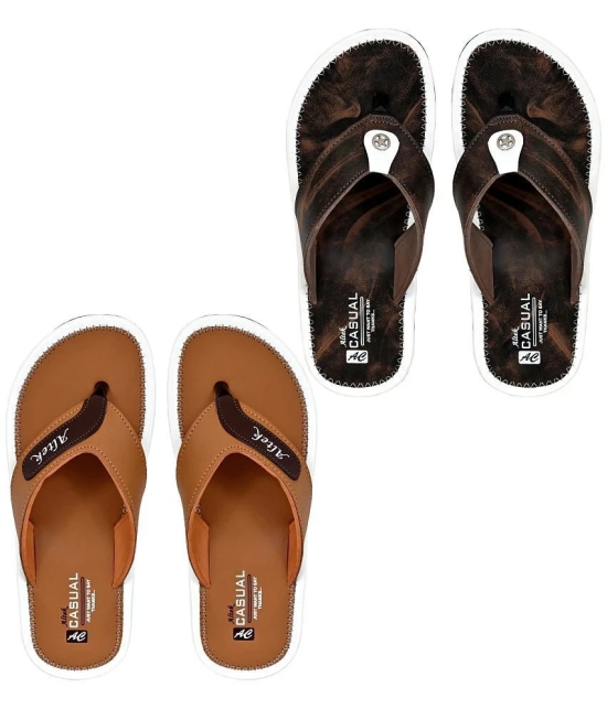 Altek Brown Mens Thong Flip Flop - None