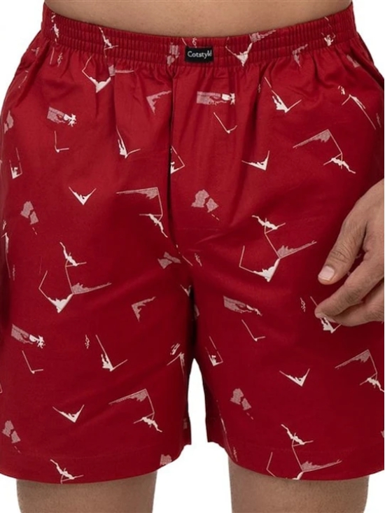 Printed Pure Cotton Boxer Bxr_1025_Red-S