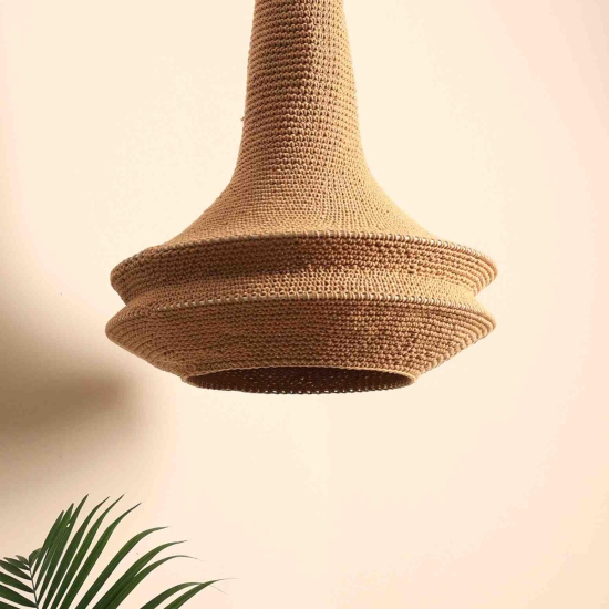 Earth Pendant Lamp - Cotton Crochet Pendant Light, Handcrafted Weaves, Sturdy Construction Hanging Light-Black