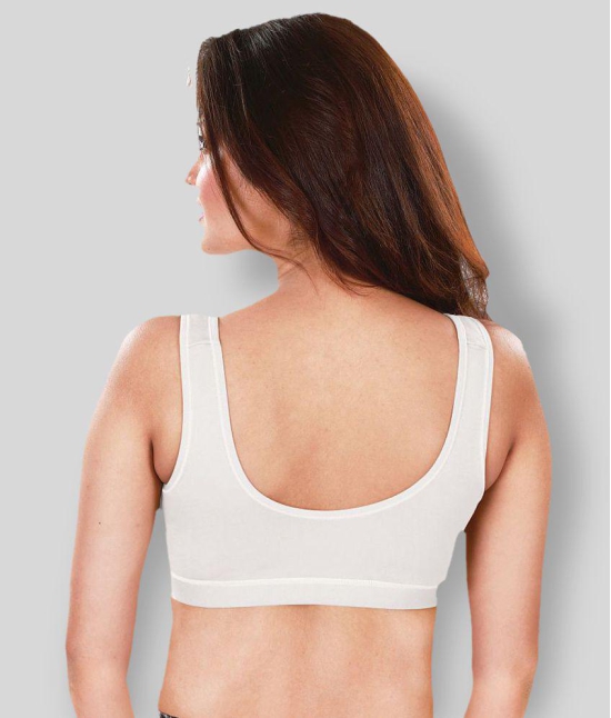 Dermawear White Poly Cotton Solid Sports Bra - XL