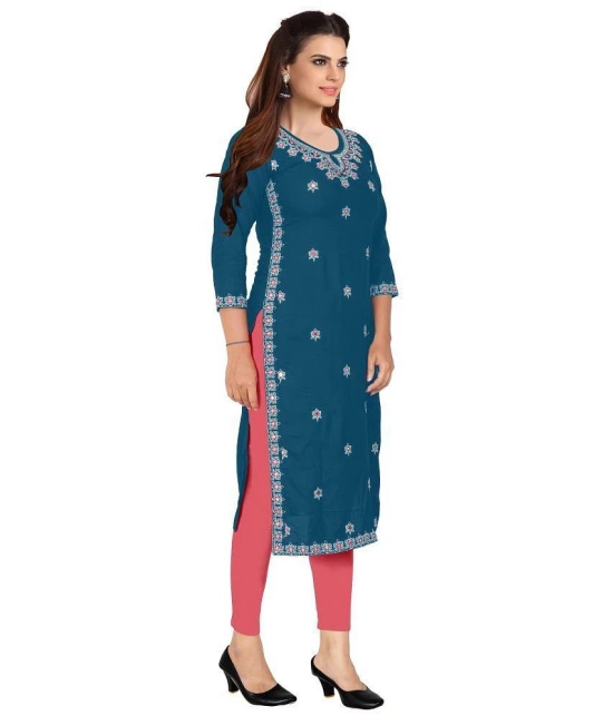 Kapadia - Blue Rayon Womens Straight Kurti ( Pack of 1 ) - None