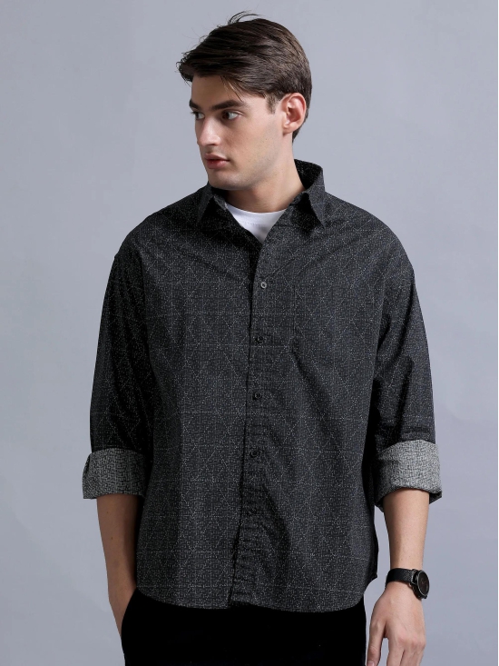 Premium Men Shirt, Regular Fit, Pure Cotton, Full Sleeve, Printed, Charcoal Grey-XXL / Charcoal Grey