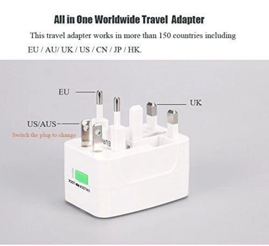 Exelent 2 Pieces Universal Travel Adapter, Adapter, Travel Adapter, Universal Adapter, Adapter Charger, International Adapter All in one Adapter Plug for Phone, Laptop, Camera, 2 Piece, White