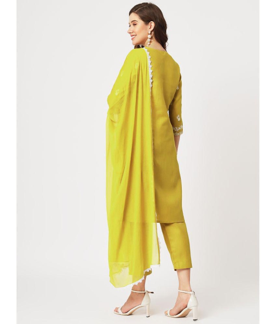 Pannkh - Yellow Straight Cotton Womens Stitched Salwar Suit ( Pack of 1 ) - None