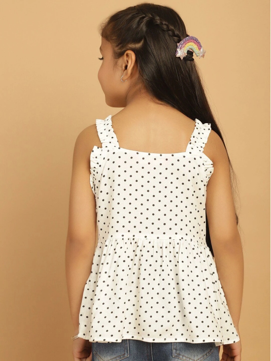 MINI & MING Girls Polka Dot Print Shoulder Straps Peplum Top