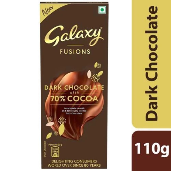 Galaxy Fusions Dark Chocolate Bar - Silky & Smooth, With Cocoa, 110 G