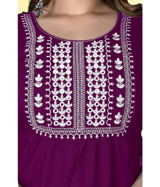 haya fashion - Magenta Rayon Women's Straight Kurti ( Pack of 1 ) - None