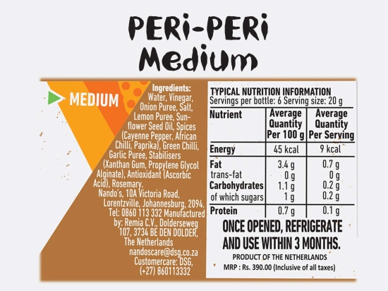 Imp Nandos NandoS Peri Peri Sauce Medium, 250 Gm