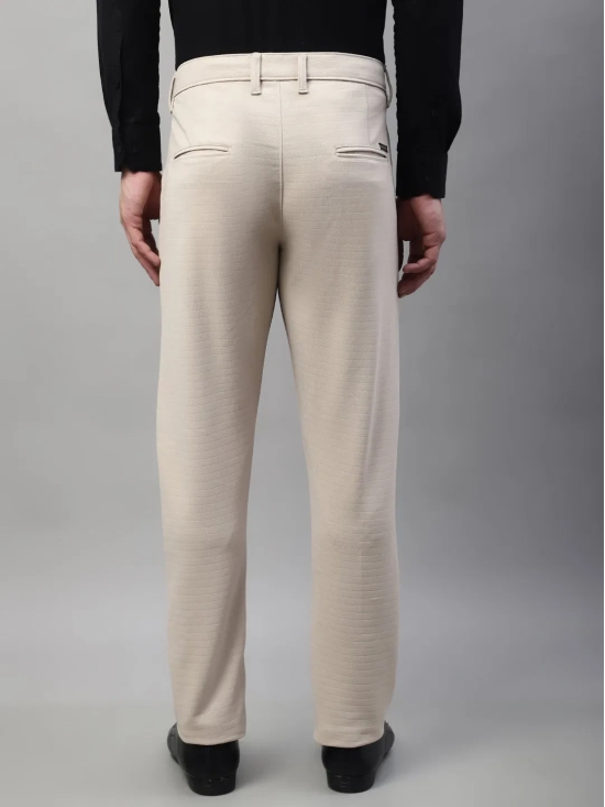 Indian Needle Men's Cream Tapered Fit Formal Trousers-34 / Cream