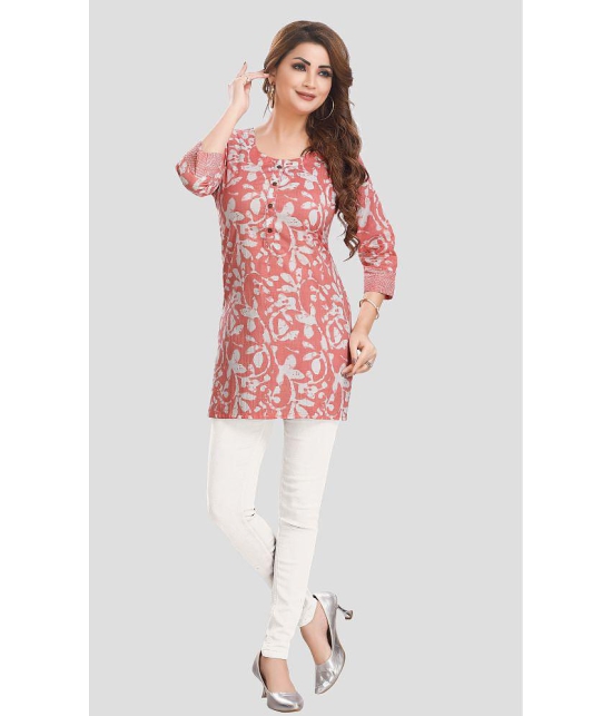 Meher Impex Cotton Printed Straight Womens Kurti - Pink ( Pack of 1 ) - None