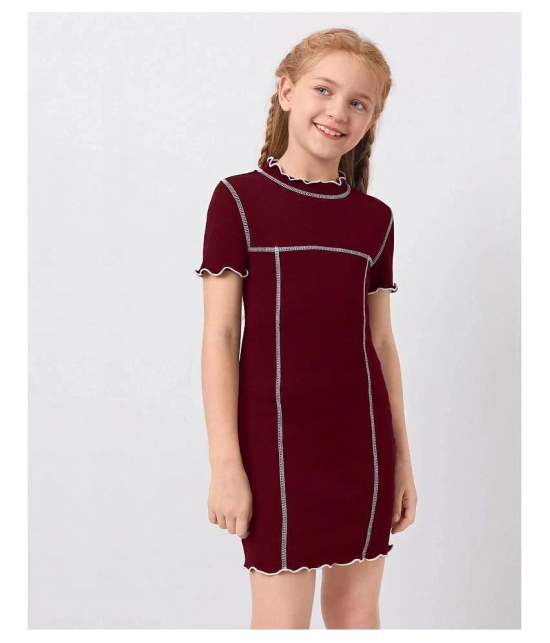 Addyvero - Maroon Cotton Blend Girls A-line Dress ( Pack of 1 ) - None