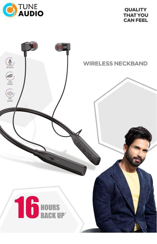 TUNE AUDIOBluetooth Wireless in Ear Earphones, Neckband with Fast Charging, Up to 15H Playback, Powerful Bass, with mic for Clear Calls, Type C Port, IPX5, Voice Assistant (Black)