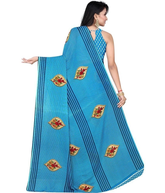 LEELAVATI - Light Blue Georgette Saree With Blouse Piece ( Pack of 1 ) - Light Blue