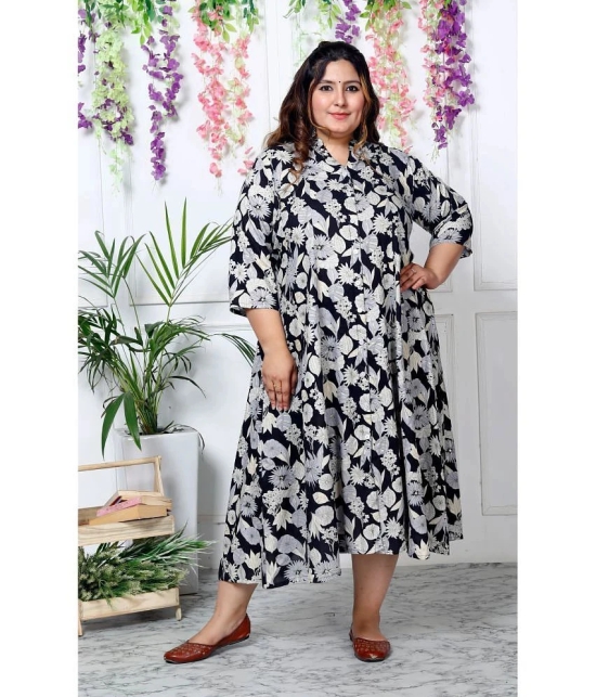 Swasti Cotton Blend Printed Shirt Style Womens Kurti - Black ( Pack of 1 ) - None