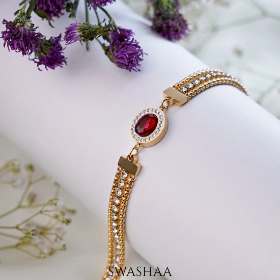 Ruby 18K Gold Plated Bracelet-Gold