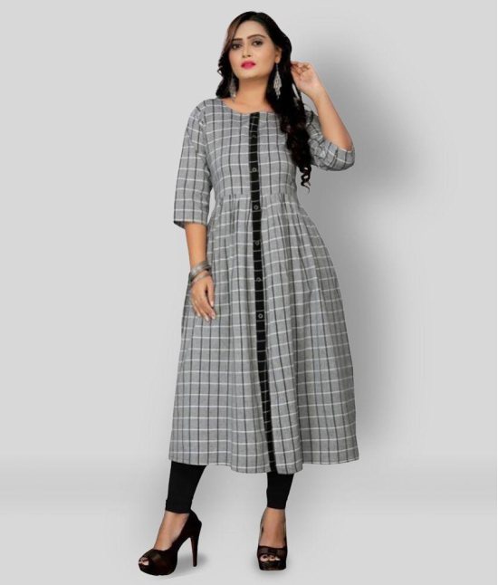 Rangrasiya - Grey Melange Cotton Women''s Flared Kurti ( Pack of 1 ) - XXL