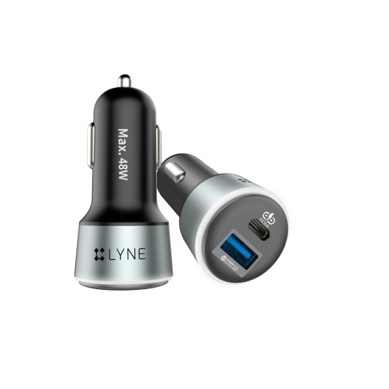 Lyne Piston 9 48W Car Charger With Cable (Black)