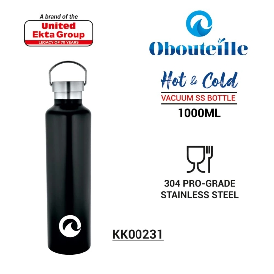 Obouteille Lantern Black Stainless Steel 1000 ml Vacuum Insulated Leak Proof Flask Water Bottle for School/Home/Kitchen/Office/Work/Gym/Outdoor/Exercise/Fitness/Yoga/Camping/Boys/Girls/Kids/Adults