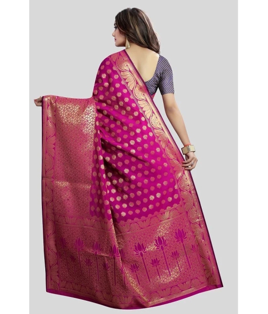 Gazal Fashions - Pink Banarasi Silk Saree With Blouse Piece ( Pack of 1 ) - Pink