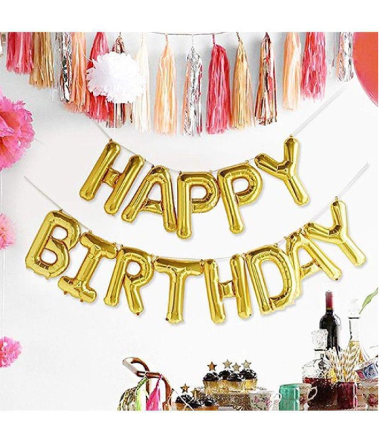 Party Propz Happy Birthday Decoration Kit with LED balloons & Foil Balloon Banner - Set of 40 - Multi-Color