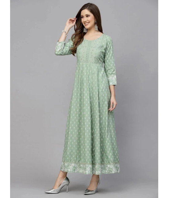 Stylum Rayon Printed Anarkali Womens Kurti - Green ( Pack of 1 ) - None