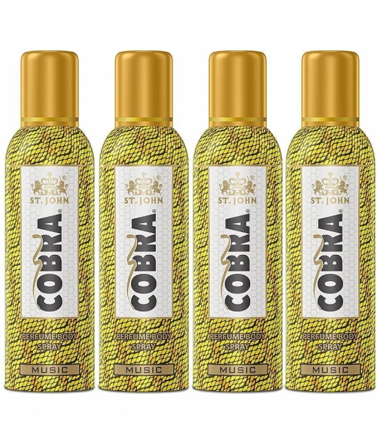 ST.JOHN Cobra No Gas Music Perfume Deodorant Body Spray For Men 100ml Each (400ml) - Pack of 4