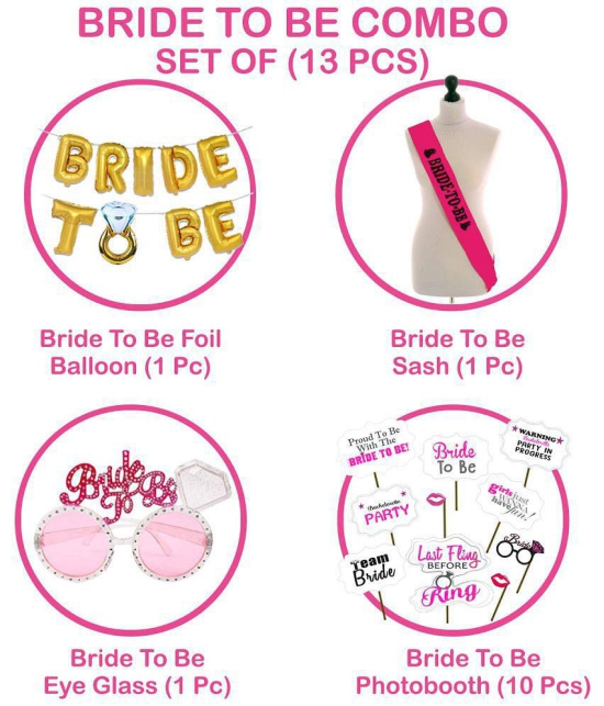 Party Propz 36Pcs Bride To Be Bachelorette Party Decorations Set|Bride To be Foil Banner, Sash, Photobooth And Eyeglass Combo For Bridal Shower Decoration