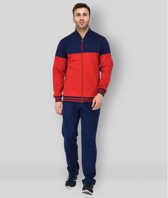 Vivid Bharti - Multicolor Fleece Regular Fit Colorblock Men''s Sports Tracksuit ( Pack of 1 ) - S