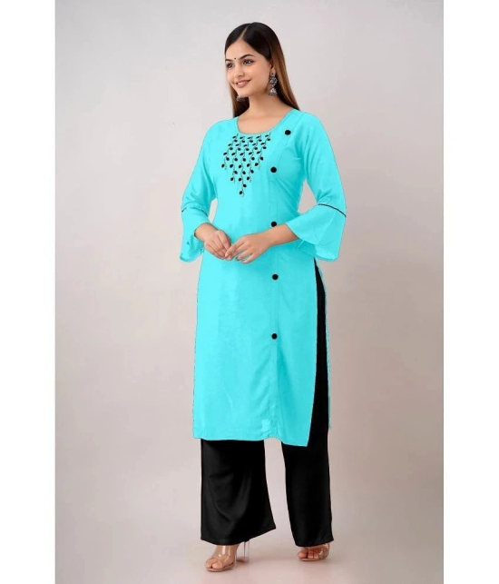 Kapadia - Turquoise Rayon Womens Straight Kurti ( Pack of 1 ) - None