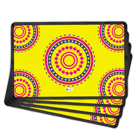 Indigifts Table Mats for Dinning Table 4 Piece 12X18 Inches - Yellow Designer Dining Placemats 4 Seater