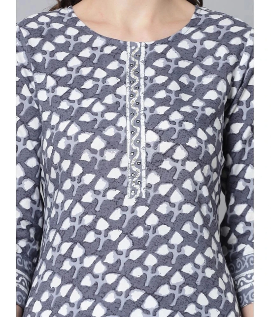 KIPEK Rayon Printed Straight Womens Kurti - Grey ( Pack of 1 ) - None