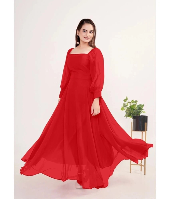 JASH CREATION - Red Georgette Womens Gown ( Pack of 1 ) - None