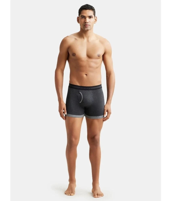 Jockey 1017 Men Super Combed Cotton Rib Solid Boxer Brief - Mid Grey & Charcoal - None