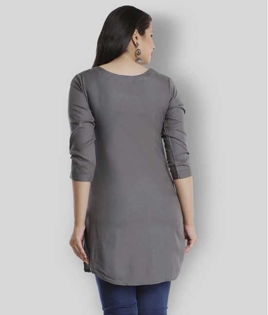 HIGHLIGHT FASHION EXPORT - Dark Grey Viscose Womens Straight Kurti ( Pack of 1 ) - S