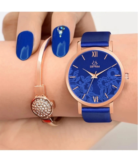 Septem Blue Leather Analog Womens Watch