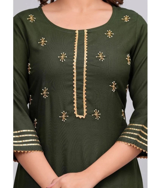 MAUKA Rayon Embroidered Straight Womens Kurti - Green ( Pack of 1 ) - None